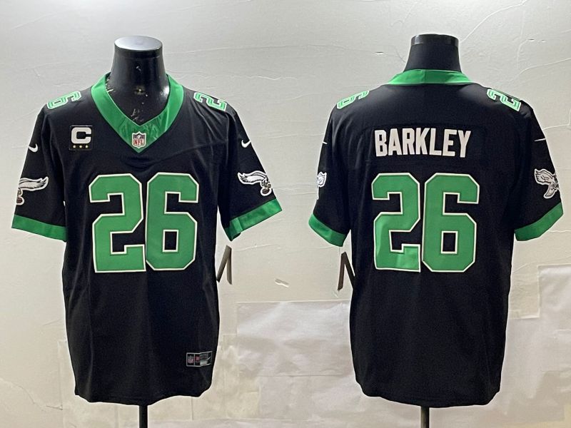 Men Philadelphia Eagles #26 Barkley Black three generations Throwback 2025 Nike Vapor Limited NFL Jersey style 2